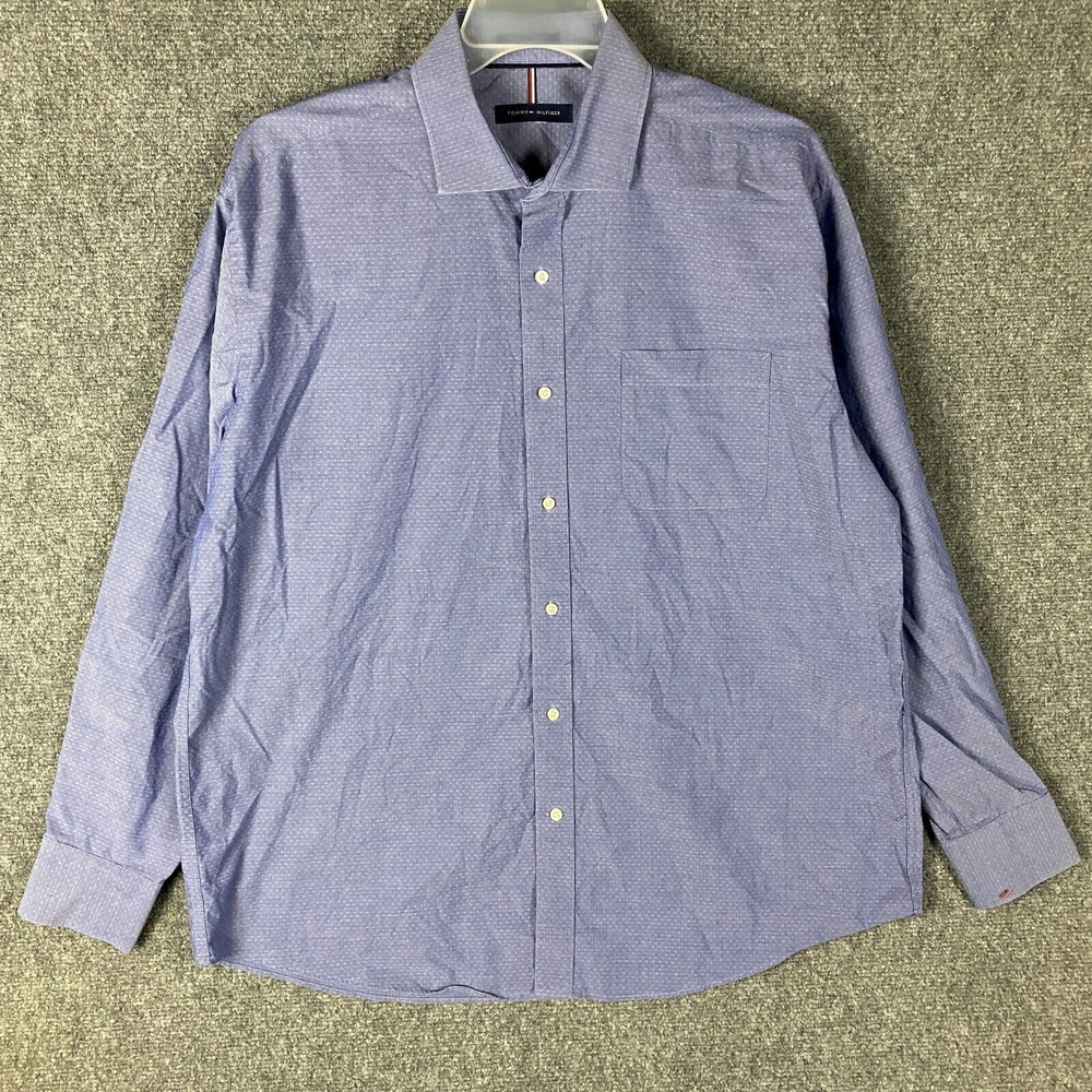 Tommy Hilfiger Button Up Shirt Men's XL‎ Cotton Regular Fit Long Sleeve 36/37